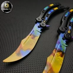 Blade City All Knives *2 Pieces* Case Hardened Balisong Trainer & Sharp Butterfly Set