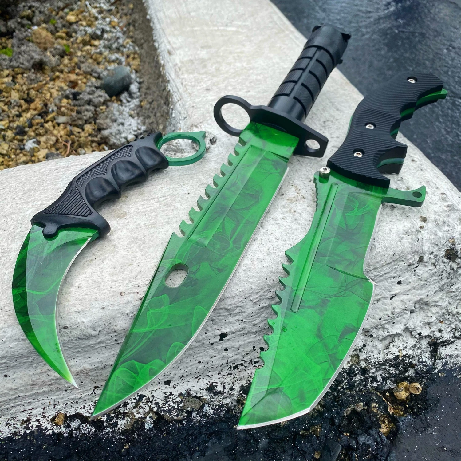 Blade City Video Game 3 Piece Green Gamma Knife Set All Knives 3 Blade City Video Game 3 Piece Green Gamma Knife Set All Knives