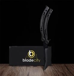 Blade City All Knives All Black Video Game Inspired Balisong (Sharp Or Unsharp Available)