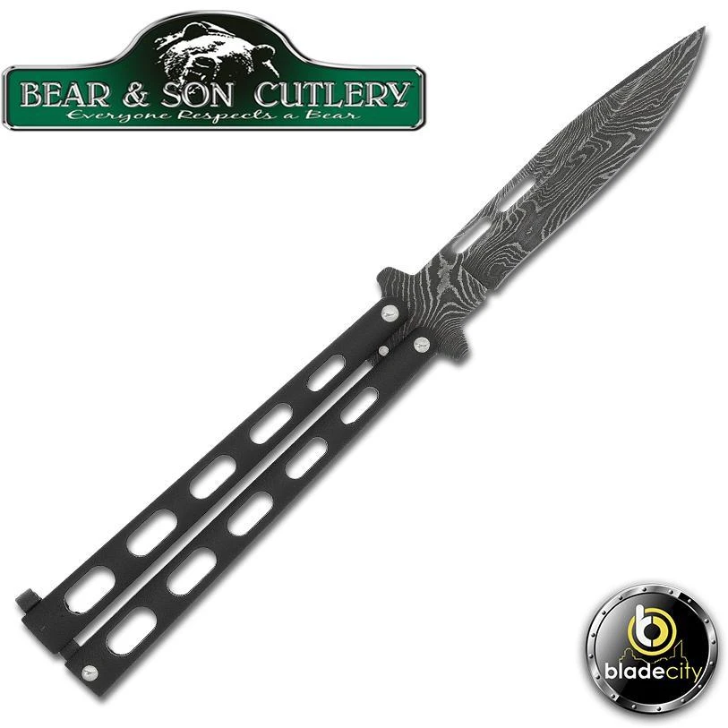 Blade City Bear & Son Drop Point Damascus Butterfly Knife All Knives 4 Blade City Bear & Son Drop Point Damascus Butterfly Knife All Knives