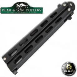 Blade City Bear & Son Large Black Drop Point Butterfly Knife All Knives
