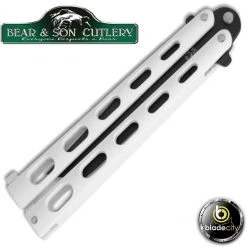 Blade City Bear & Son Large Tanto Butterfly Knife White / Black Blade
