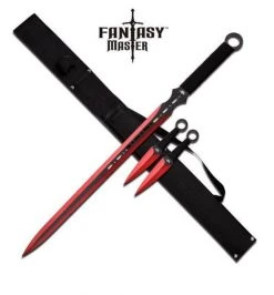 Blade City Blood Shot Katana W Dual Daggers Swords