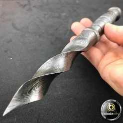 Blade City All Knives BoneEdge Damascus Kris Blade With Leather Sheath