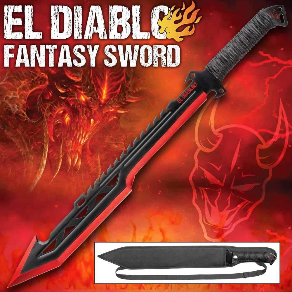 Blade City Fixed Blades El Diablo Fantasy Sword With Sheath 3 Blade City Fixed Blades El Diablo Fantasy Sword With Sheath