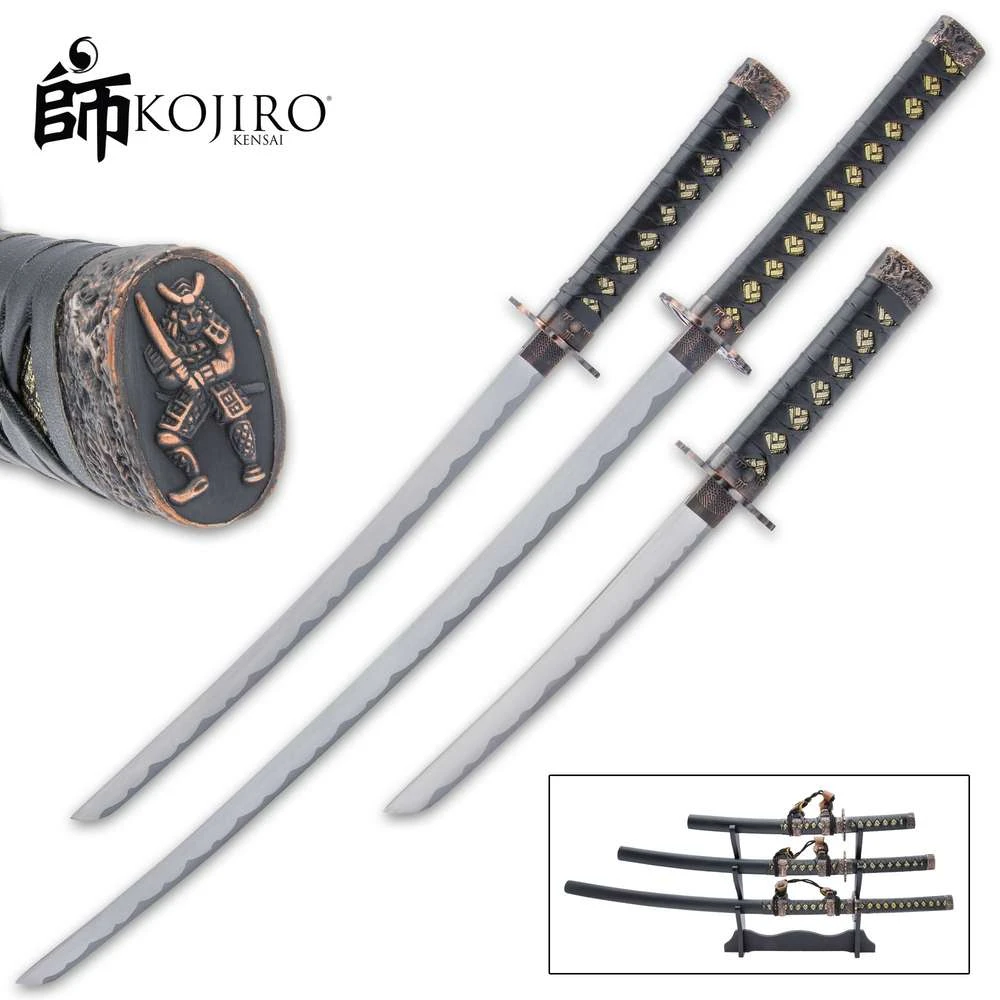 Blade City Kojiro Night Watch Three-Piece Sword Set And Display Stand 3 Blade City Kojiro Night Watch Three-Piece Sword Set And Display Stand
