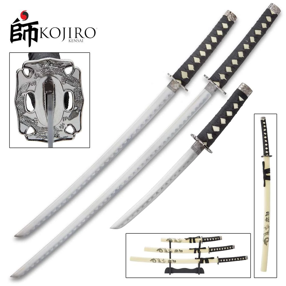 Blade City Kojiro Dragon Warrior Three-Piece Sword Set Fixed Blades 3 Blade City Kojiro Dragon Warrior Three-Piece Sword Set Fixed Blades