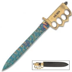 Blade City Combat Toothpick Knife And Sheath - Fire Kissed 1095 Carbon Steel Blade All Knives