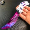 Blade City All Knives *TRAINER BLADE* Video Game Inspired White Galaxy Balisong