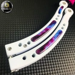 Blade City All Knives *TRAINER BLADE* Video Game Inspired White Galaxy Balisong