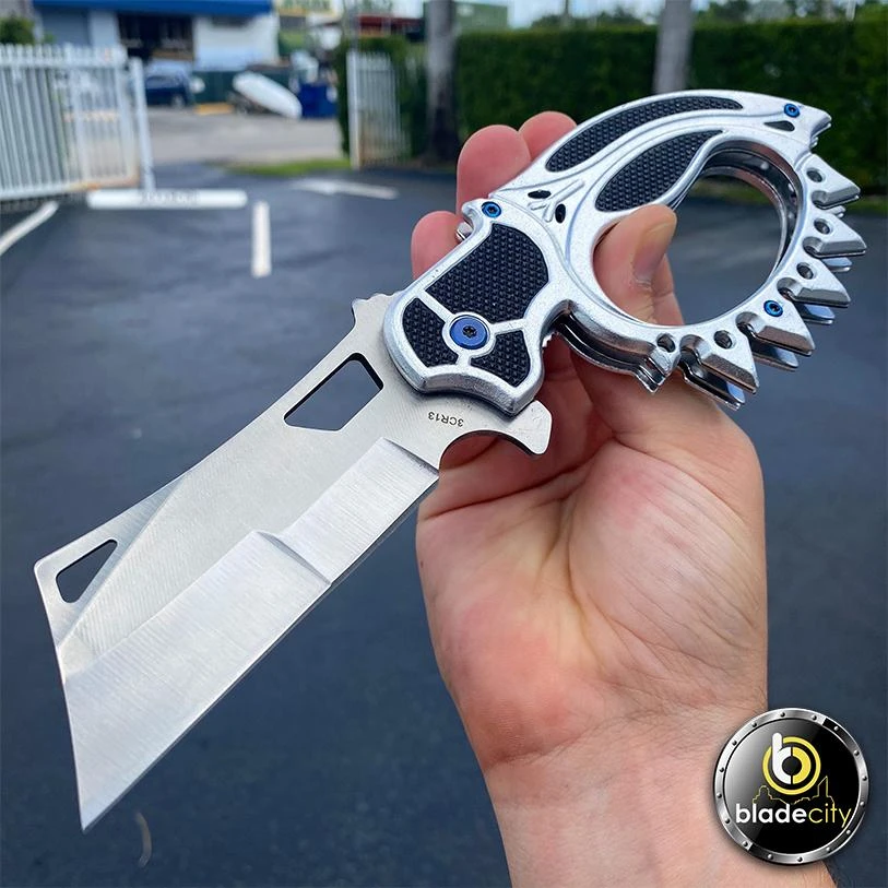 Blade City All Knives Silver Road Warrior Folding Trench Cleaver 3 Blade City All Knives Silver Road Warrior Folding Trench Cleaver