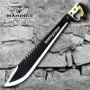 Blade City USMC Semper Fi Sawback Machete With Sheath Fixed Blades