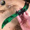 Blade City Video Game Inspired EMERALD GAMMA DOPPLER Practice Balisong Butterfly Trainer All Knives