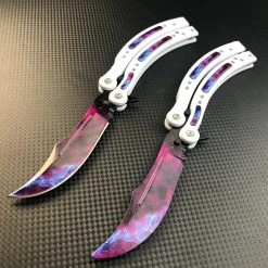 Blade City Video Game Inspired White Galaxy Balisong Trainer & Sharp Butterfly Set